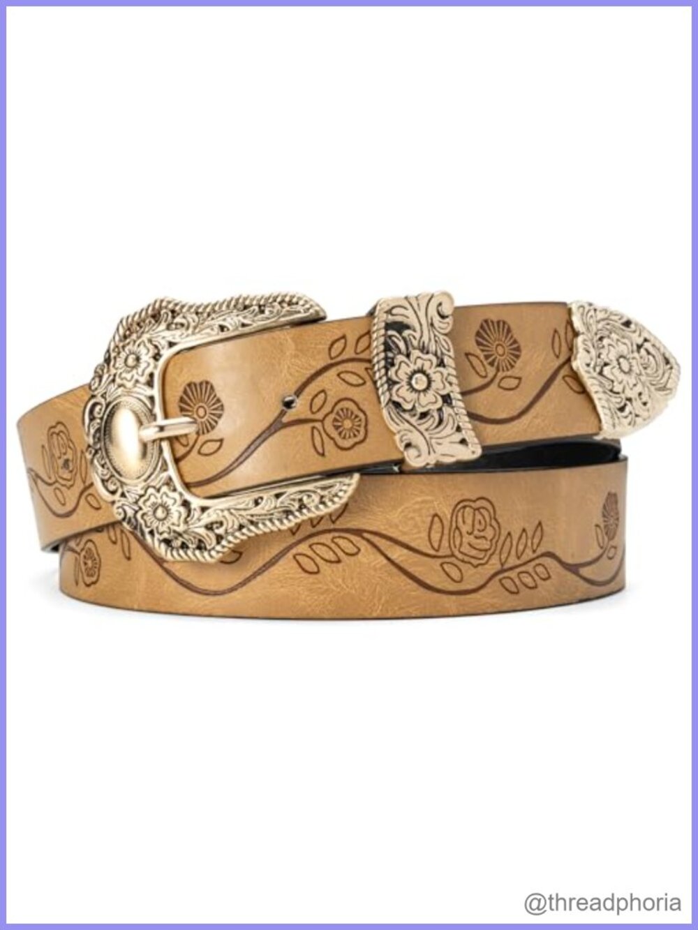 Western Cowgirl Belt Embossed Floral Buckle Adjustable Women's Jeans Belt